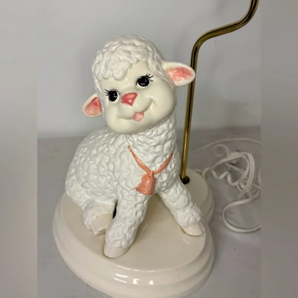 Vintage 1975 Byron Molds Large Ceramic Lamb Lamp 22”
